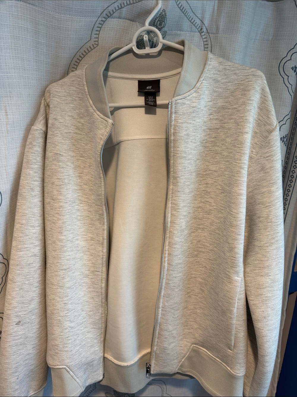H&M Light Heather Gray Zip Front Bomber Jacket